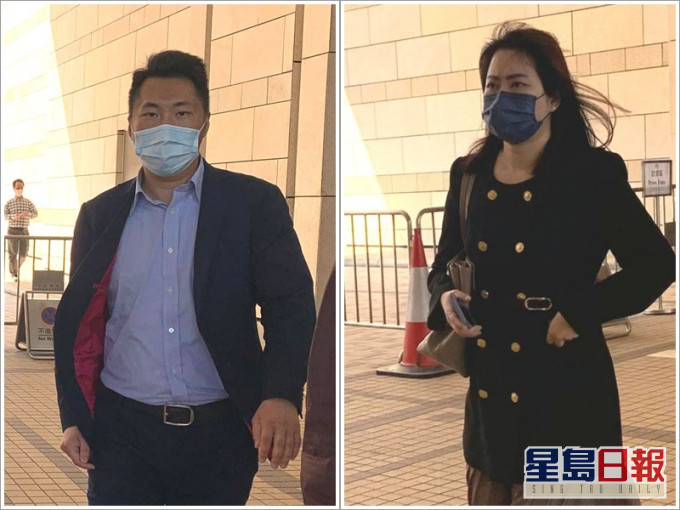 被告高育强(左)及证人李群珠(右)。刘安琪摄