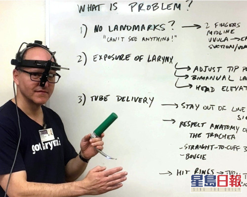 Bellevue医院急症室医生发明的Airway Cam,教授医护人员插喉intubation步骤,也发明多项先进检验医疗设备。(图片来源: Airway Cam网站)