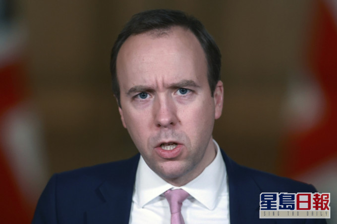 英国衞生大臣夏国贤指平均每30秒一确诊者入院。AP图片