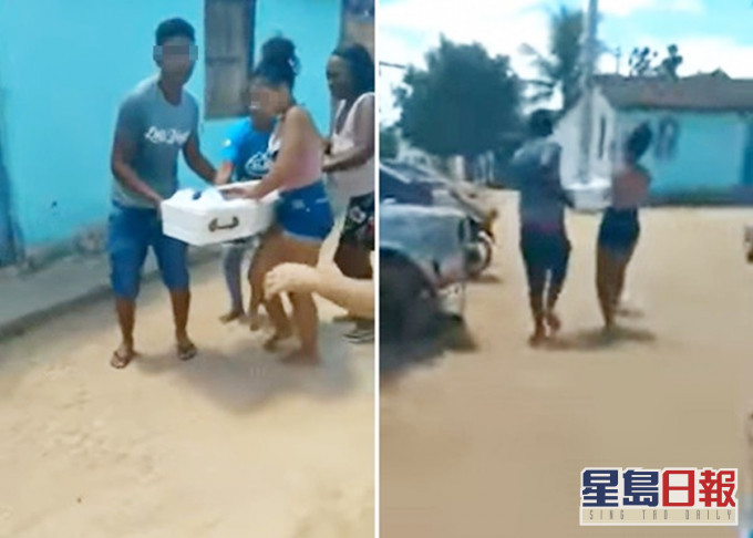 巴西一對夫妻聽信牧師之言,衝動地搶去亡女的棺木運回家。影片截圖