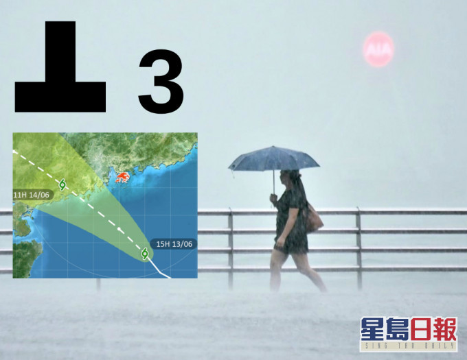 天文台改发3号强风信号。资料图片