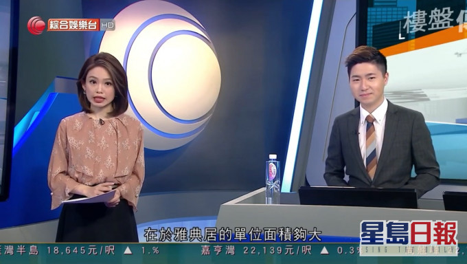 有線電視《樓盤傳真》放品牌樽裝水違規。節目截圖