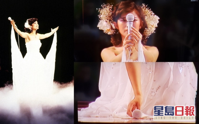 山口百惠40年前告別演出,以唱畢最後一曲凝視咪高鋒後再放在地上,含淚退場作結。