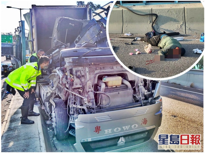 小圖為受傷司機。fb「香港突發事故報料區」網民Chun Ting圖片