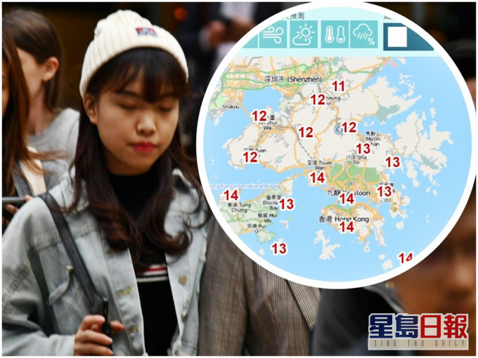 明日天气预料继续相当清凉。小图为天文台截图