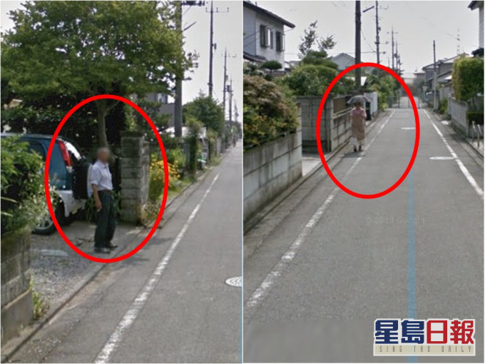 日本網民於Google街景發現亡父的身影，發現他正等候母親回家。網圖