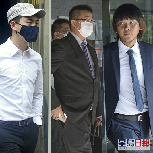 左起:被告王國斌、陳舜堯及譚百熙。 資料圖片
