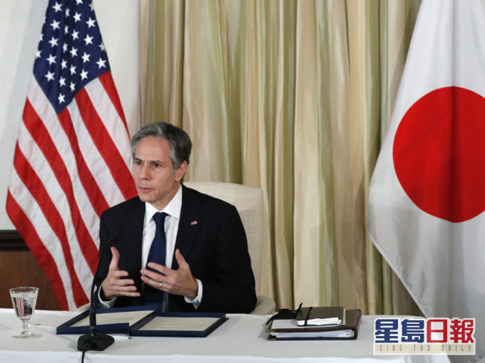 美國國務卿布林肯已抵達東京,將聯同防長與日本外相和防衛相,召開會談。AP圖片