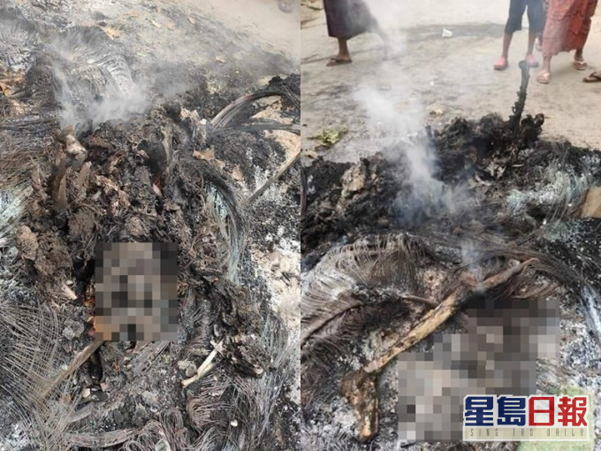 一名男子疑被活活燒死,只剩下白骨。網圖