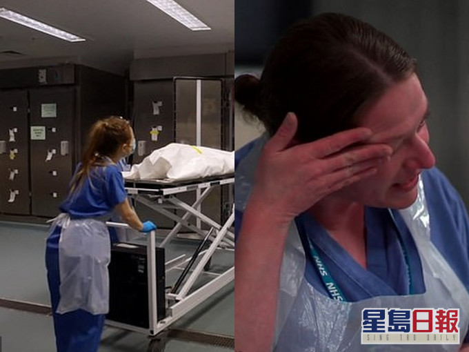 英国护士哭诉亲手送走几百人,承认尸体像行李输送带一样被运出。BBC截图