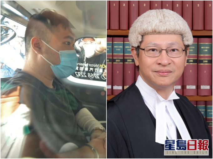 被告唐英傑(左)、右為高院法官周家明。資料圖片