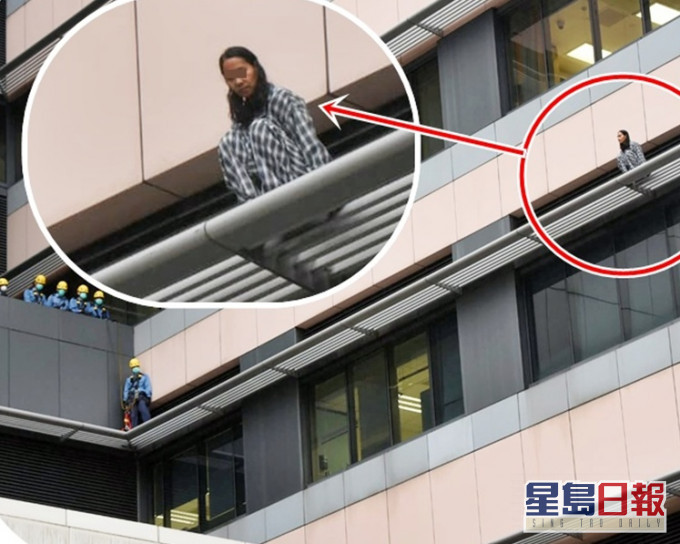女病人危坐威院檐篷(红圈示)。