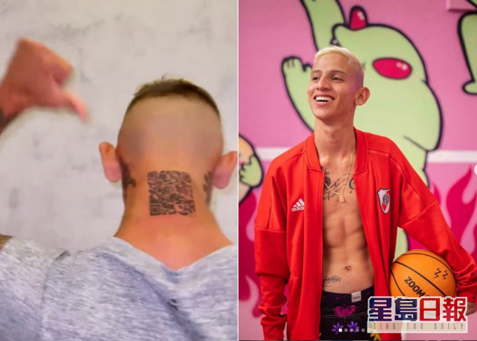哥倫比亞網紅將社交平台二維碼紋到頸上,但一個月後連結已失效。La Liendra IG截圖