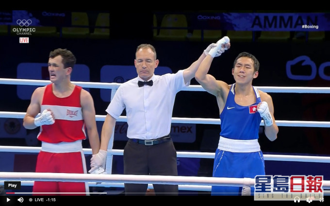 曹星如(右)於東奧資格賽16強旗開得勝。網上圖片