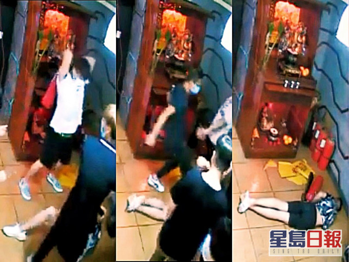 少年被5人圍毆。影片截圖