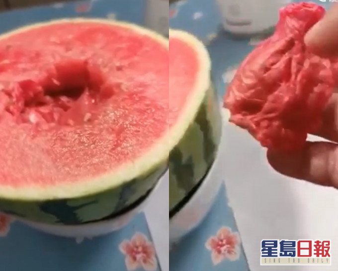 有市民懷疑是假西瓜,指其口感如紙巾。「孚聲」FB影片截圖