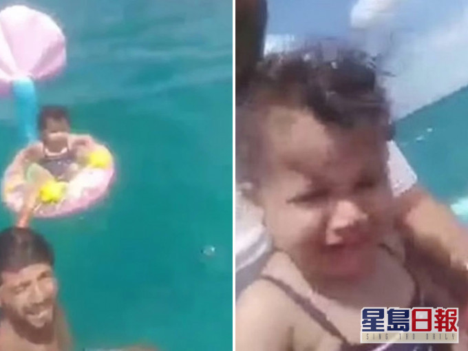 1歲女嬰被強風吹走海上漂流1.6公里,獲救後在大哭。