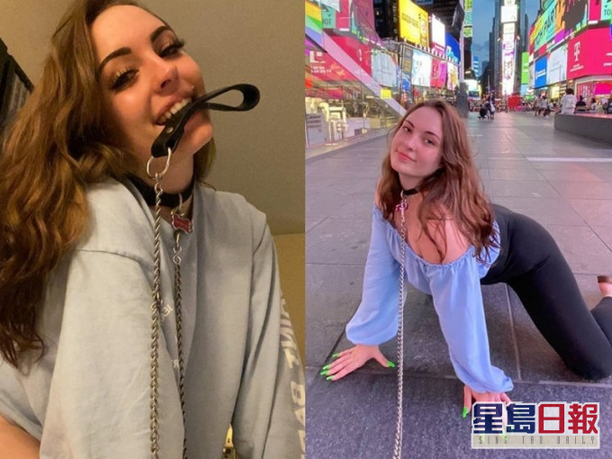 美國21歲女子全職扮狗,月入數十萬。(網圖)