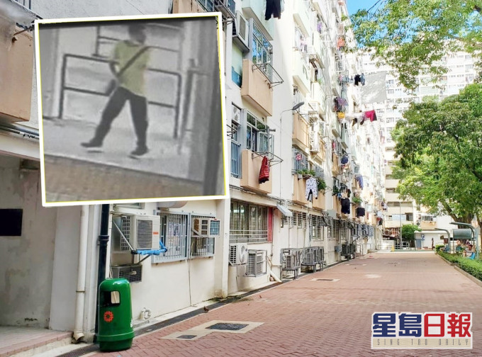 可疑男子(小图)被指将女童引诱到邨内隐蔽的地方性骚扰。