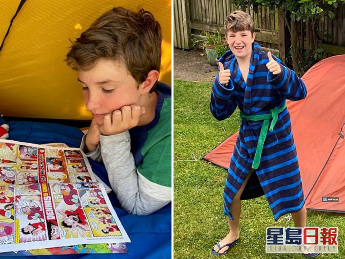 英國10歲男孩家中紮營逾200日,以睡帳篷的方式為當地臨終關懷設施籌款。(網圖)