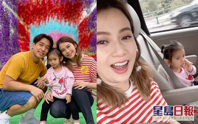 吳日言一家三口去郊遊,童心未泯的Yan玩得比女兒更開心。
