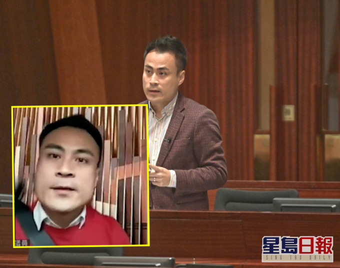 郭伟强昨日怀疑一边驾驶，一边出席立法会视像会议。资料图片/影片截图