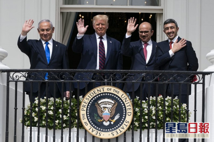 以色列與阿聯酋和巴林在白宮簽署關係正常化協議。AP圖片