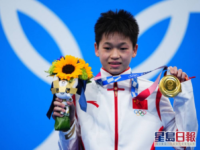 14歲中國運動員全紅嬋在東京奧運女子10米高台跳水奪金。新華社資圖片