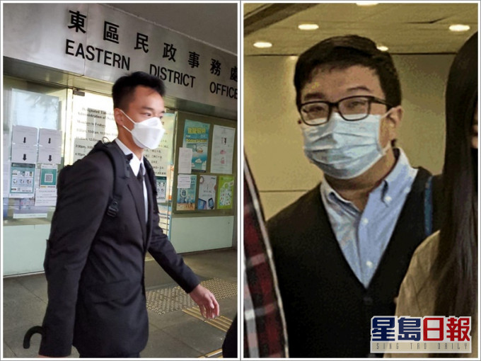 控方證人警員莫俊豪(左),右為被告周敏。