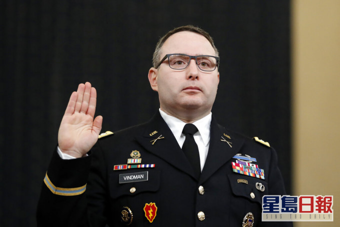 特朗普弹劾案中的主要证人、白宫前助手温德曼。AP
