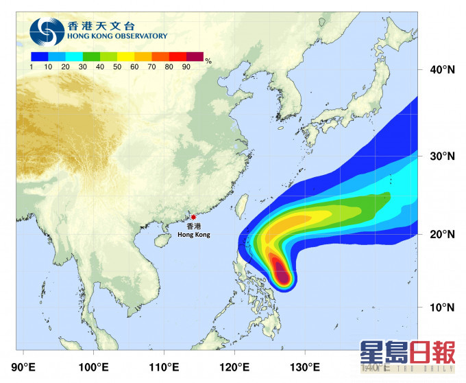 舒力基會在未來兩三天橫過菲律賓以東海域,隨後轉向東北方向移動,橫過日本以南海域。天文台熱帶氣旋路徑概率預報