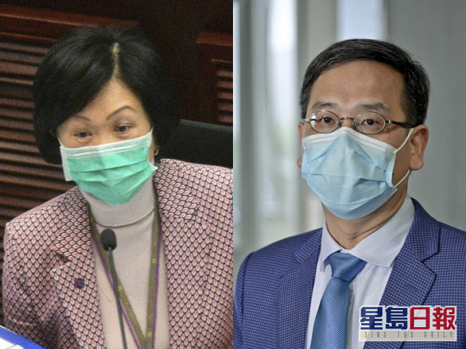 葉劉淑儀(左)召開特別會議討論教科書,葉建源(右)斥不尊重委員會決定。 資料圖片