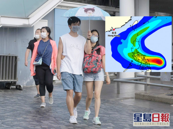 天文台料黄蜂转移向吕宋海峡一带。资料图片/热带气旋路径概率预报