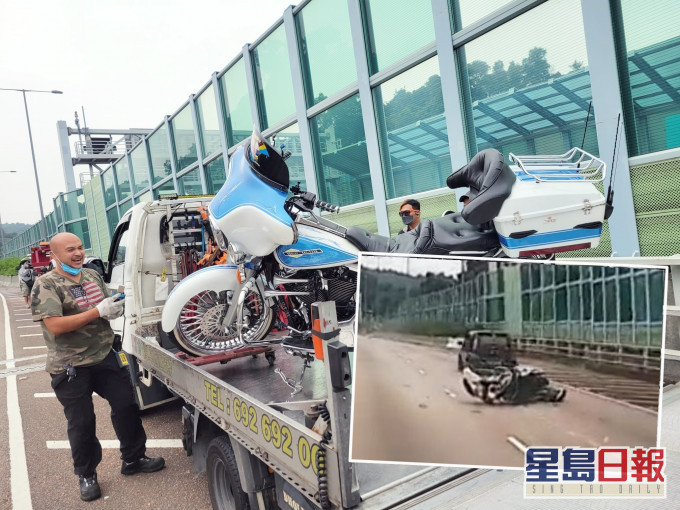 一名電單車司機意外撞向前方私家車。
