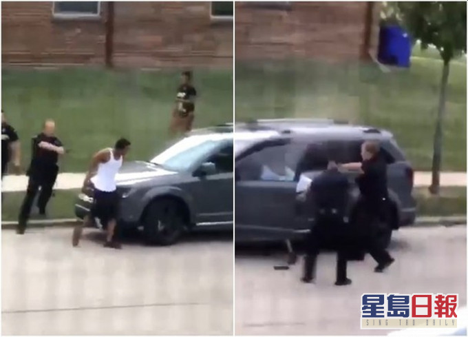 非裔男子布萊克不服從警察、試圖登上自己的汽車的時候,遭警察從背後連開7槍。(影片截圖)