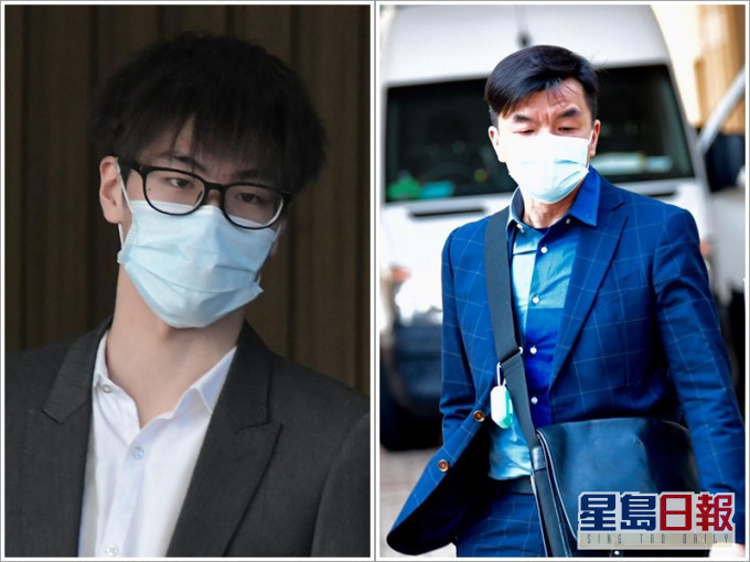 被告楊甯賀(左)及警長譚建成(右)。