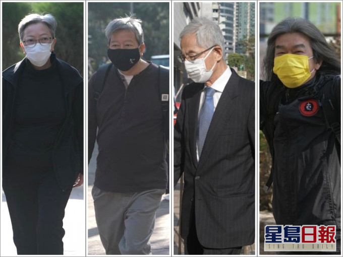 由左至右:何秀蘭、李卓人、李柱銘及梁國雄