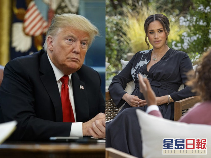 據報特朗普在有關專訪播出後,私下指梅根不是好人。AP圖片