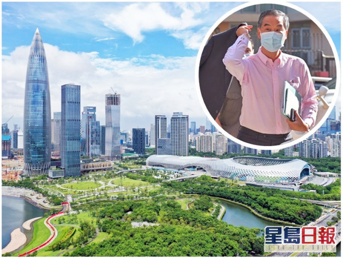 梁振英(小圖)指深圳的實力無容置疑。大圖為新華社資料圖片