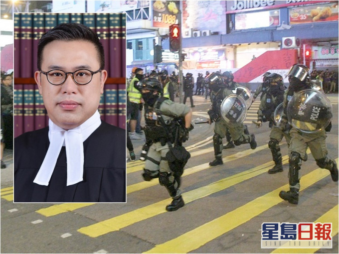 裁判官認為當時被告身穿黑衣及㩦有防毒面具等裝備,反映他預料衝突情況。資料圖片