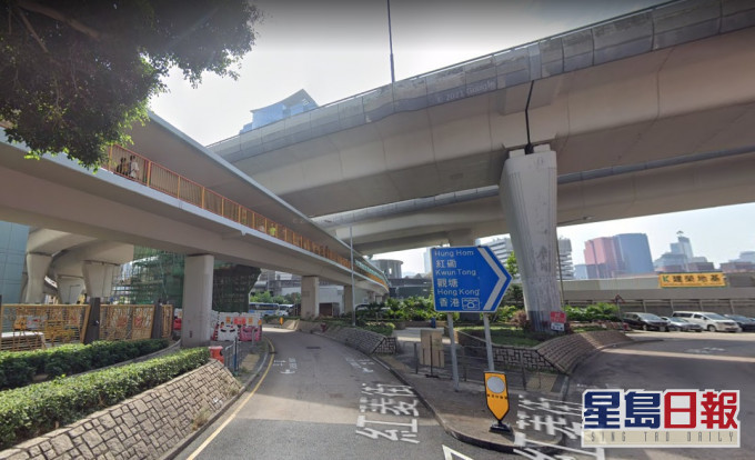 紅磡的行人天橋。Google地圖截圖