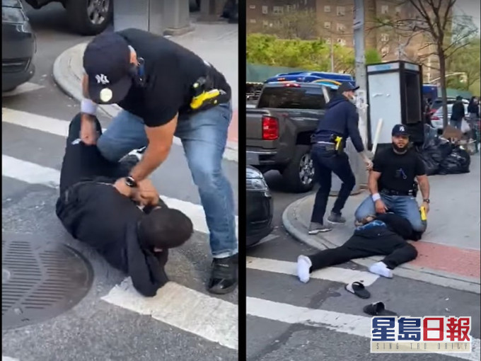 纽约市其中一名违例者被警员暴力拘捕。影片截图