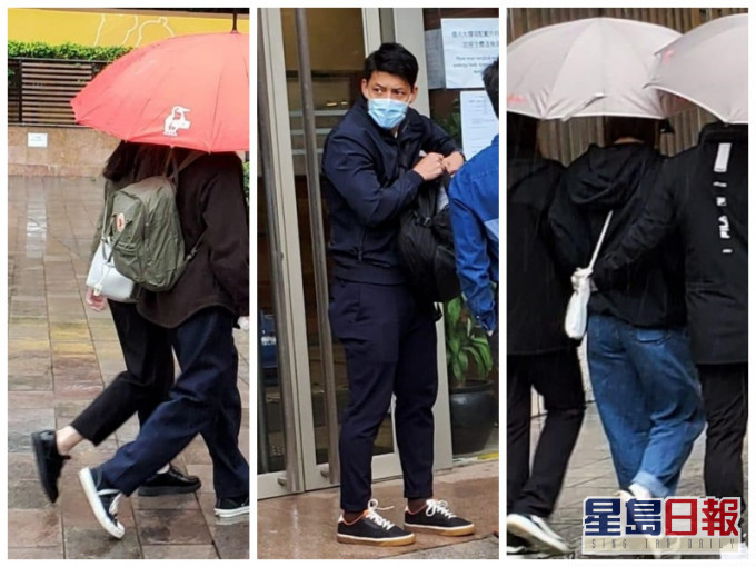 次被告黃穎彤(左圖全黑鞋),首被告葉仕仁(中)及第三被告許穎珩(右圖牛仔褲)。陳子豪攝