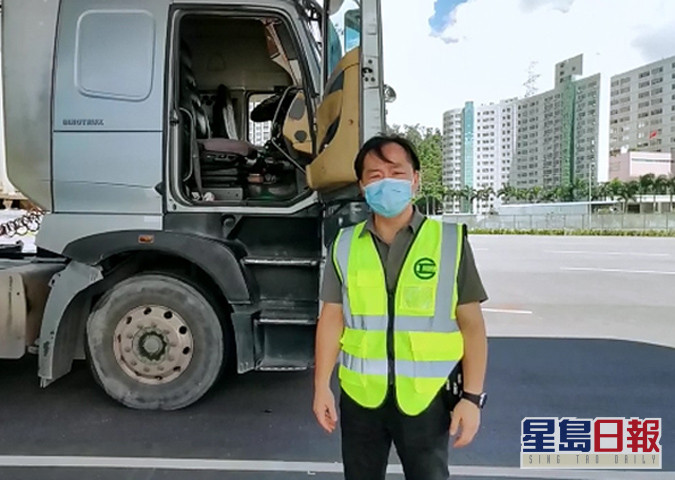 運輸業界今早到香港的香園圍口岸實地視察及親身落地試車。貨櫃運輸業職工總會主席陳迪手提供影片截圖