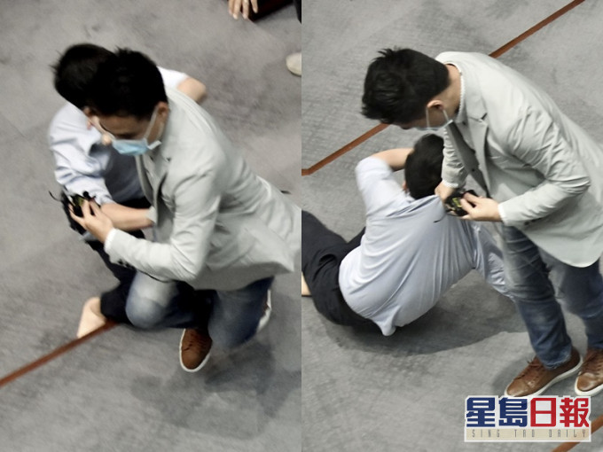 郭偉強懷疑拉跌陳志全並拖行。