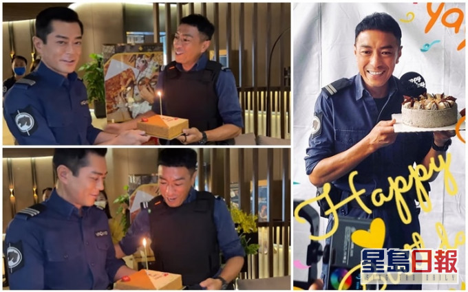 姜皓文開工過生日,老闆古天樂親自送上蛋糕賀壽。