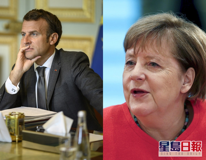 法國總統馬克龍與德國總理默克爾將於下周一會晤。AP資料圖片