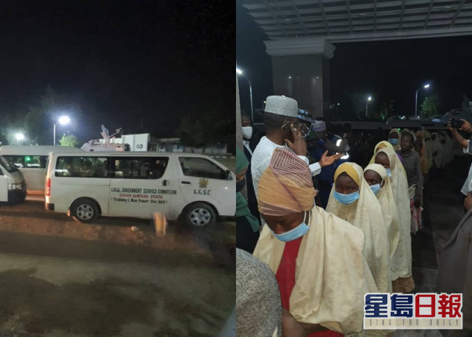 部分日前被擄走的尼日利亞女學生,由政府車輛接走。Dr. Bello Matawalle twitter圖片