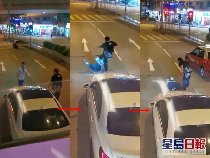 車長遭人推跌,再被人拳打腳踢。 影片截圖