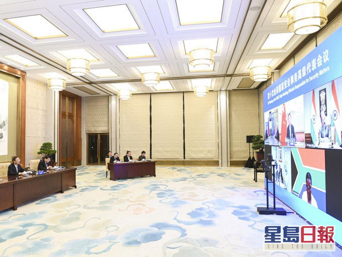 楊潔篪出席第十次金磚國家安全事務高級代表視頻會議。新華社
